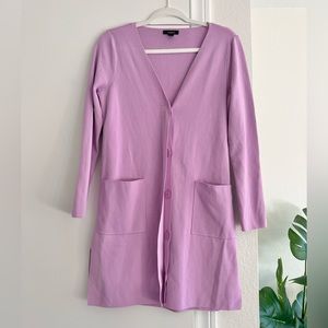 Alfani Cardigan Jacket Oversized Preppy Button Down Purple Pink Stretchy Fabric